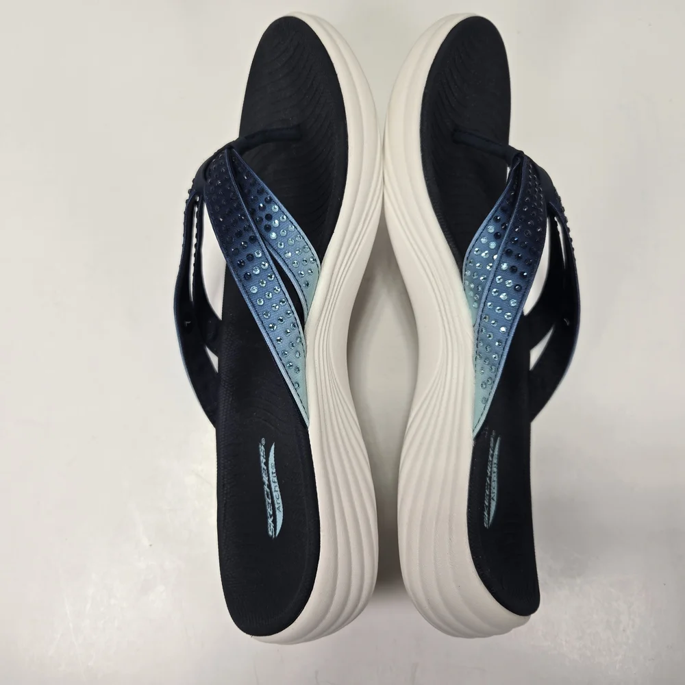 Skechers Women's Arch Fit Radiance Ombre Blue Rhinestone Sandals Size 7 Wide - Picture 7 of 12